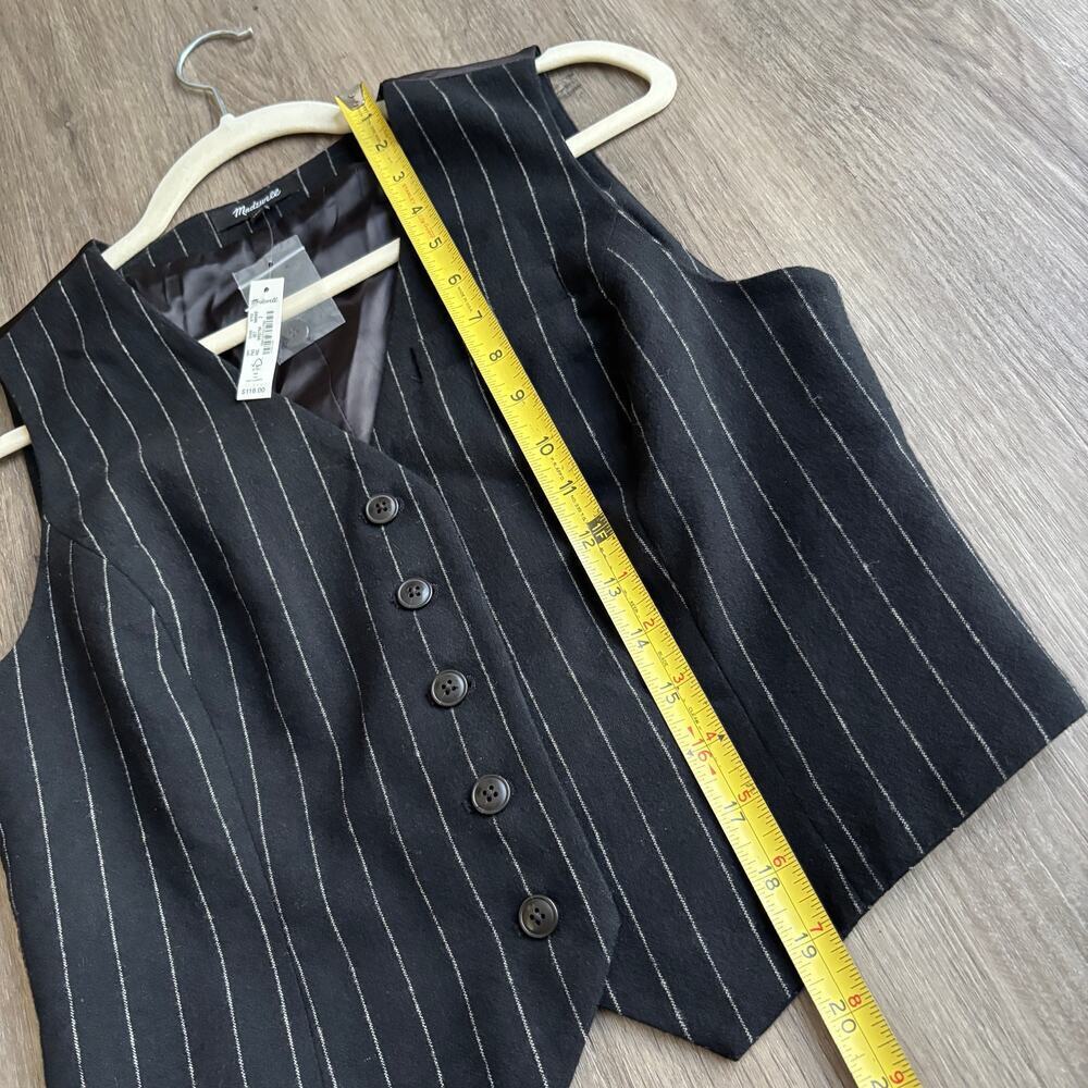 Madewell Wool Button Front Vest in Pinstripe Women's 2 - Picture 6 of 8